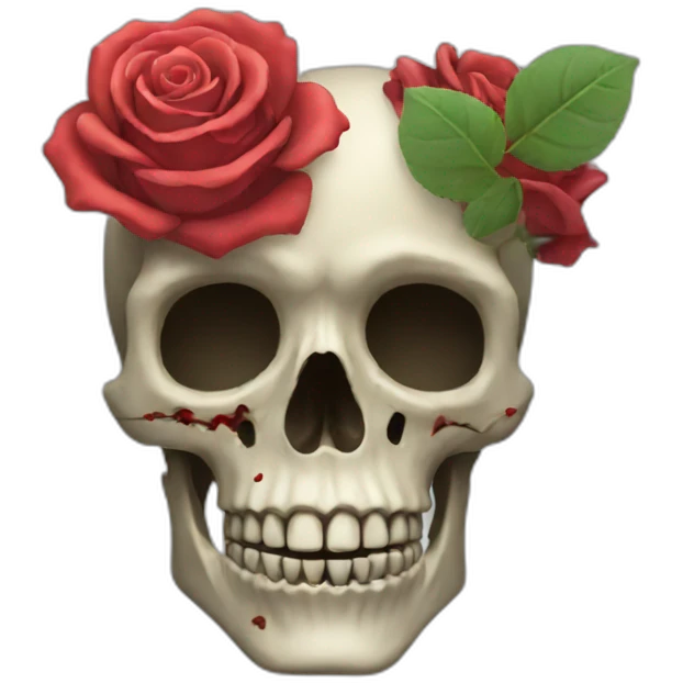A skeleton head with roses inside it emoji