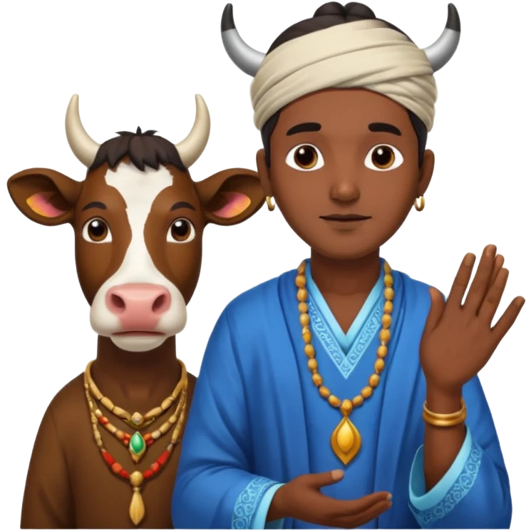 Indian man worshipping cow emoji
