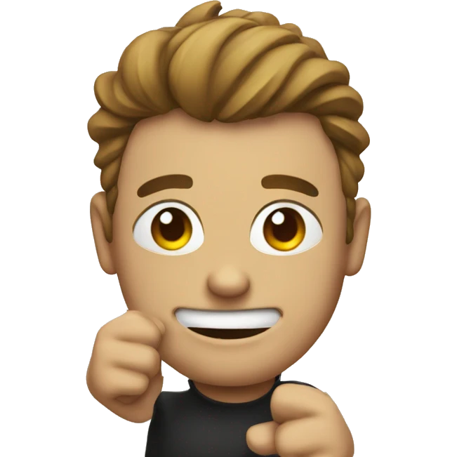 Smiling face holding finger guns to head emoji