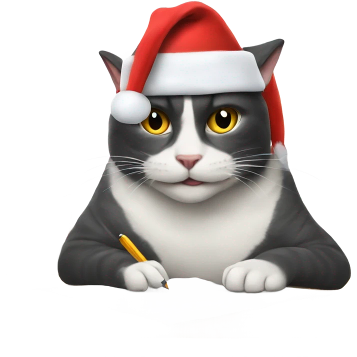 cat writing a shark with santa hat  emoji
