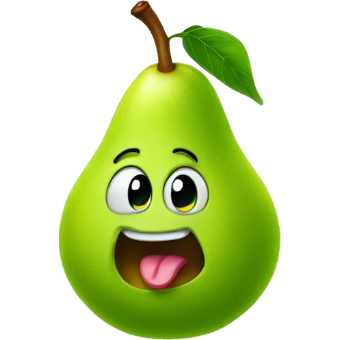 Green Cute pear with tongue emoji
