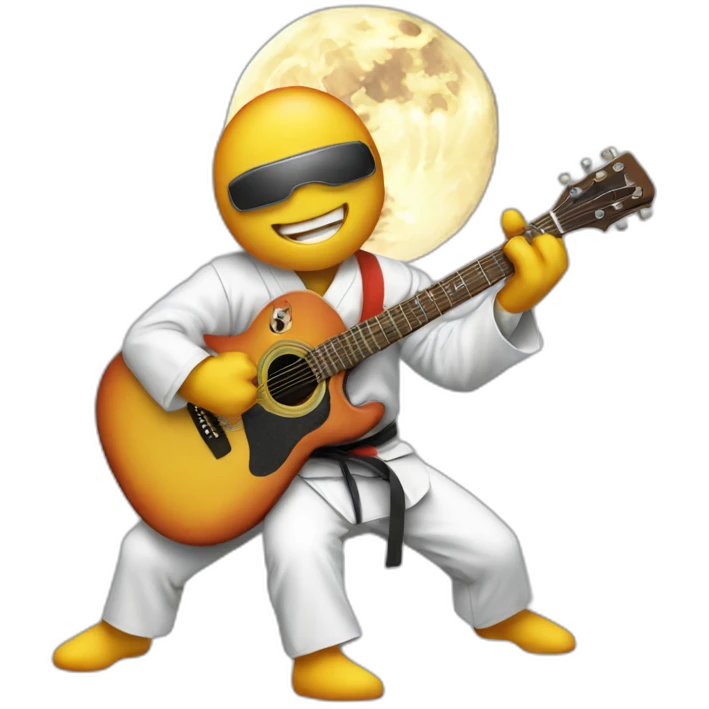 guitar playing karate guy on the moon emoji