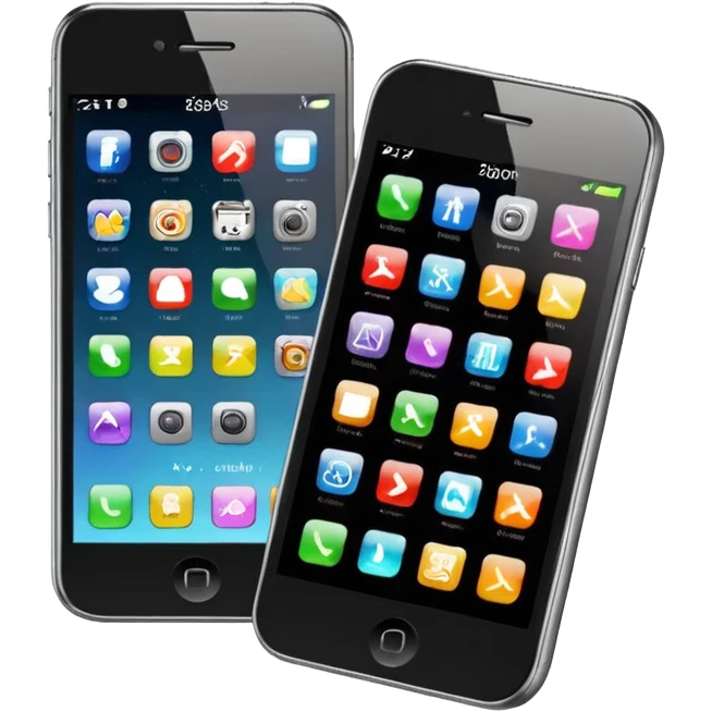 smartphone  black with icons on screen emoji