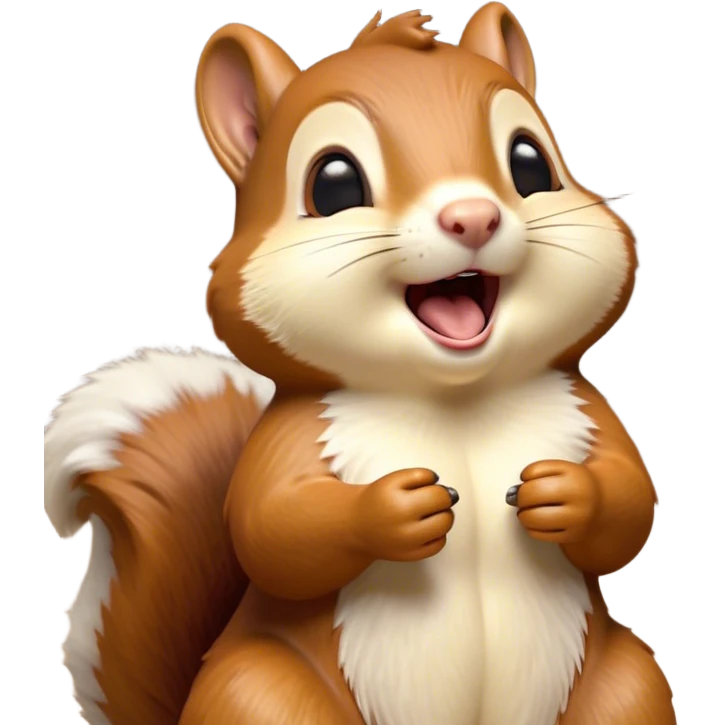 Cinematic Cute Yawning Squirrel Portrait Emoji, Head tilted slightly with a dramatic, wide-open yawn, showcasing a soft, downy auburn Fur with a fluffy tail and delicate cream accents, round eyes barely open in drowsy contentment, Simplified yet irresistibly adorable features, highly detailed, glowing with a soft, cozy glow, high shine, relaxed yet expressive, stylized with a touch of woodland charm, bright and endearing, soft glowing outline, capturing the essence of a sleepy yet affectionate squirrel, so drowsy it feels like it could scamper out of the screen and curl up for a nap! emoji