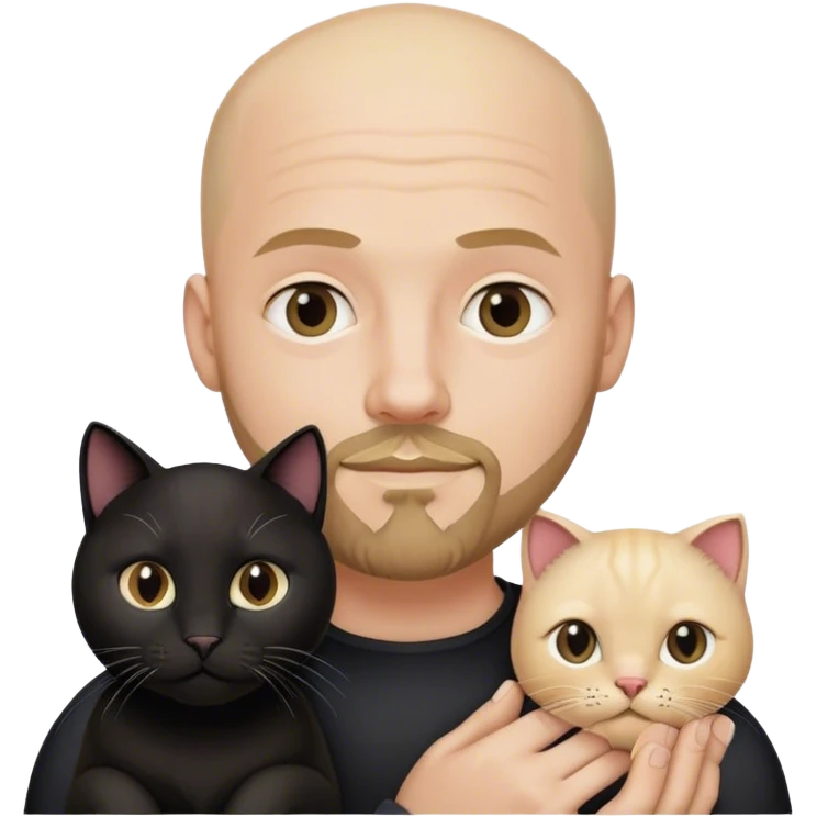 bald man with blonde goatee and black cat emoji