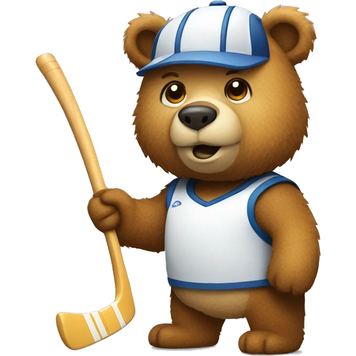 Bear with hockey stick emoji