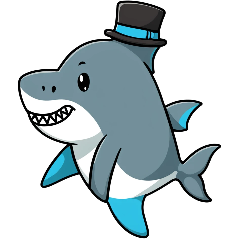 Shark with a top hat emoji