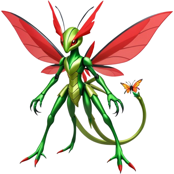  Cool Edgy Shiny Futuristic Ethereal Legendary Scizor-Kartana-Digimon-Schyther-Flygon-hybrid full body with butterfly wings emoji