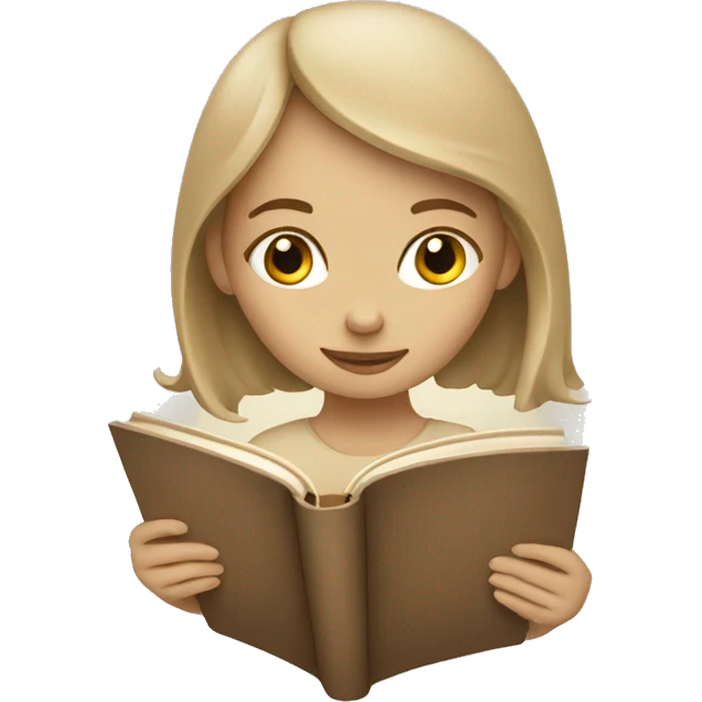 Girl reading a book. In beige tones  emoji
