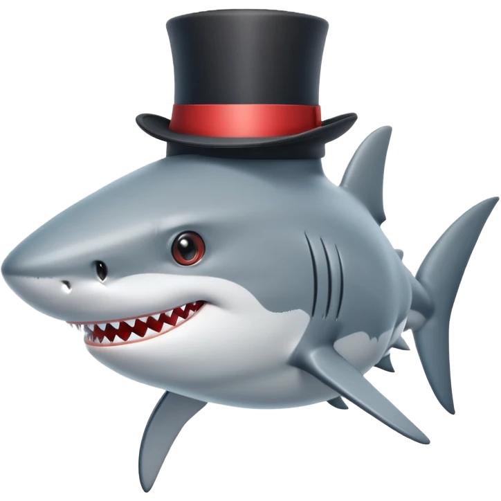 Shark with a top hat emoji