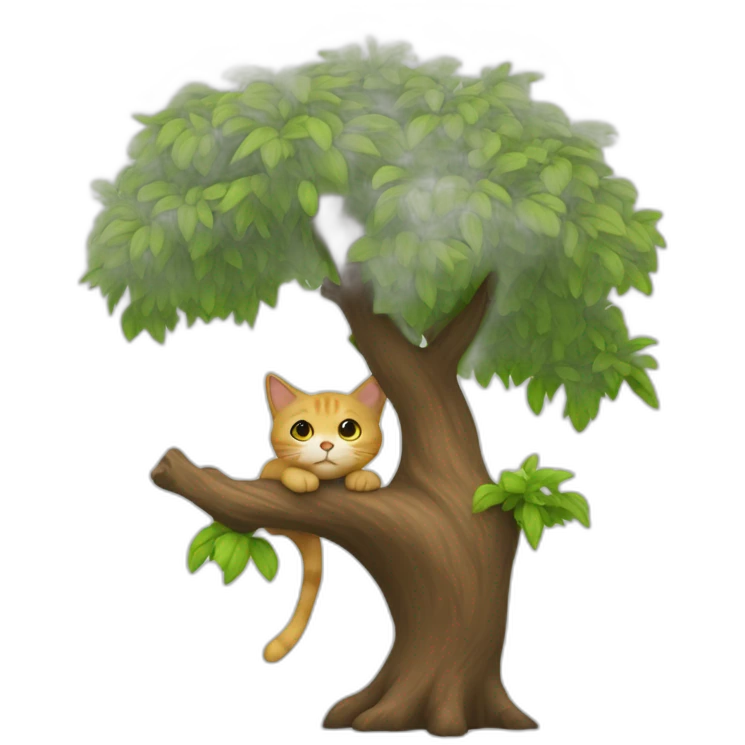 Un chat sur un arbre emoji