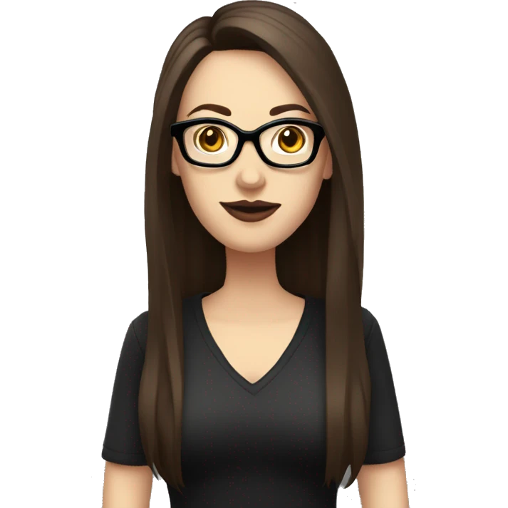 Caucasian-Mum-woman-goth-long-straight-brown-hair-standing-wearing-glasses-plus-size emoji