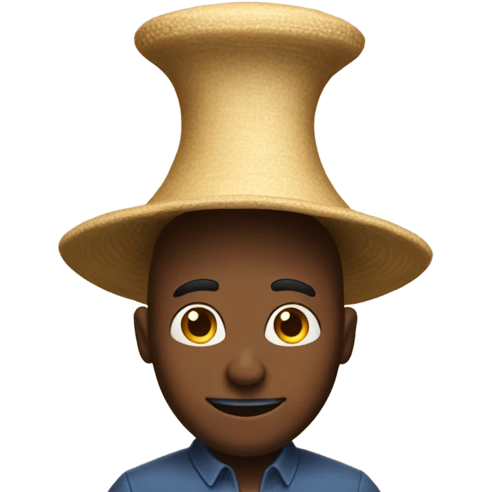 a man with a reverse funnel hat  on his head to show his stupidity emoji
