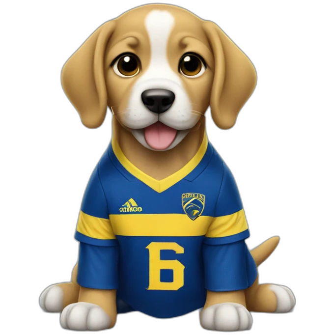 Puppy with a boca juniors shirt emoji