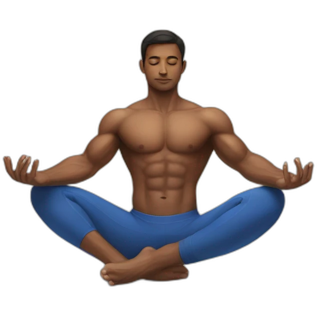  Indian male gymnasts with abs doing meditation  emoji