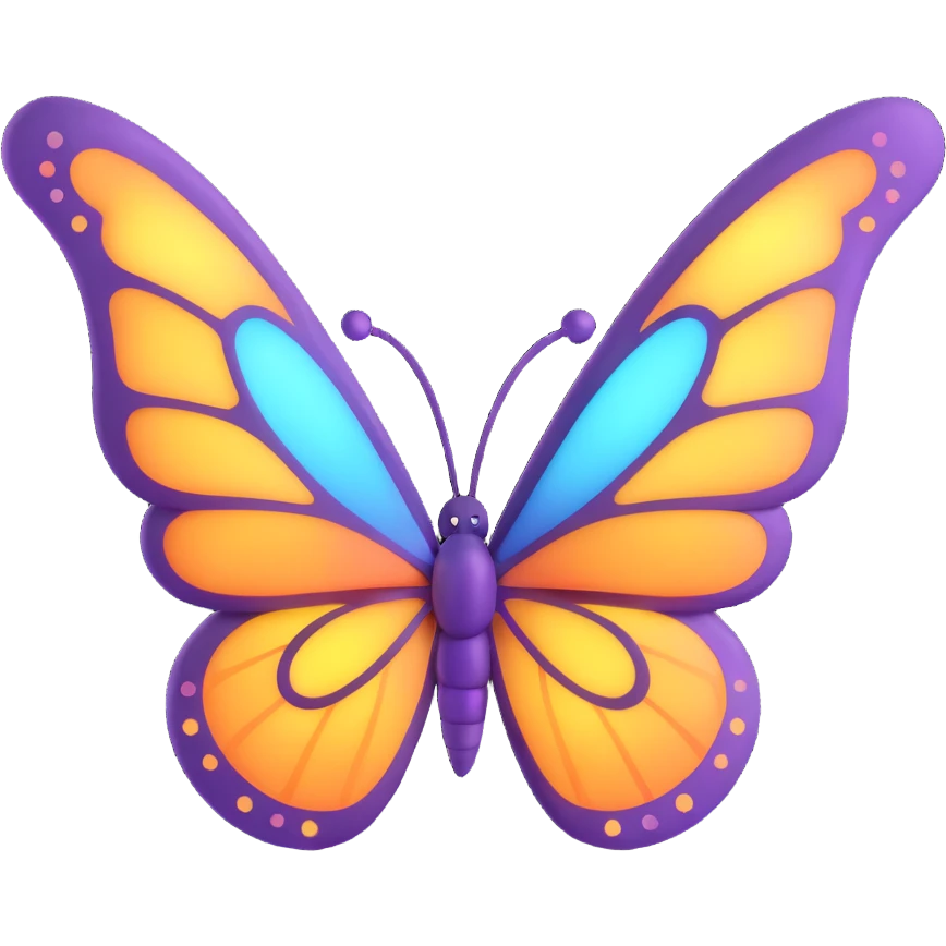Add more magical dust, glowing and light effects as decoration behind the butterfly. Maintain the 3D cartoon, elegant, fantasy style with a transparent background. emoji