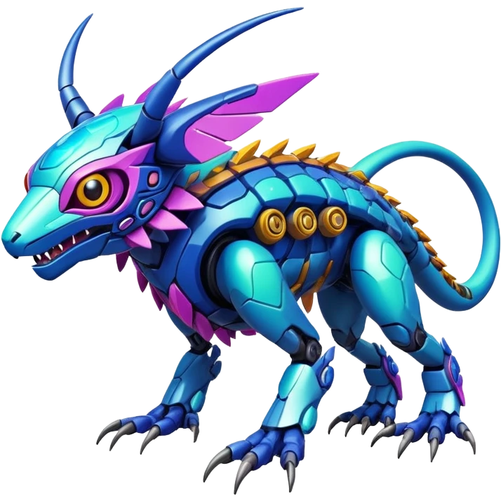  exotic colorful futuristic modern cyber-Fakémon-Digimon-Trico-Vernid-creature emoji