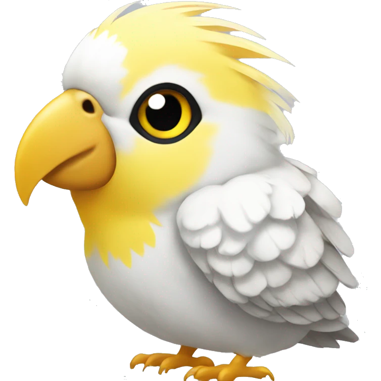 Cockatiel birds face yellow standing white  emoji