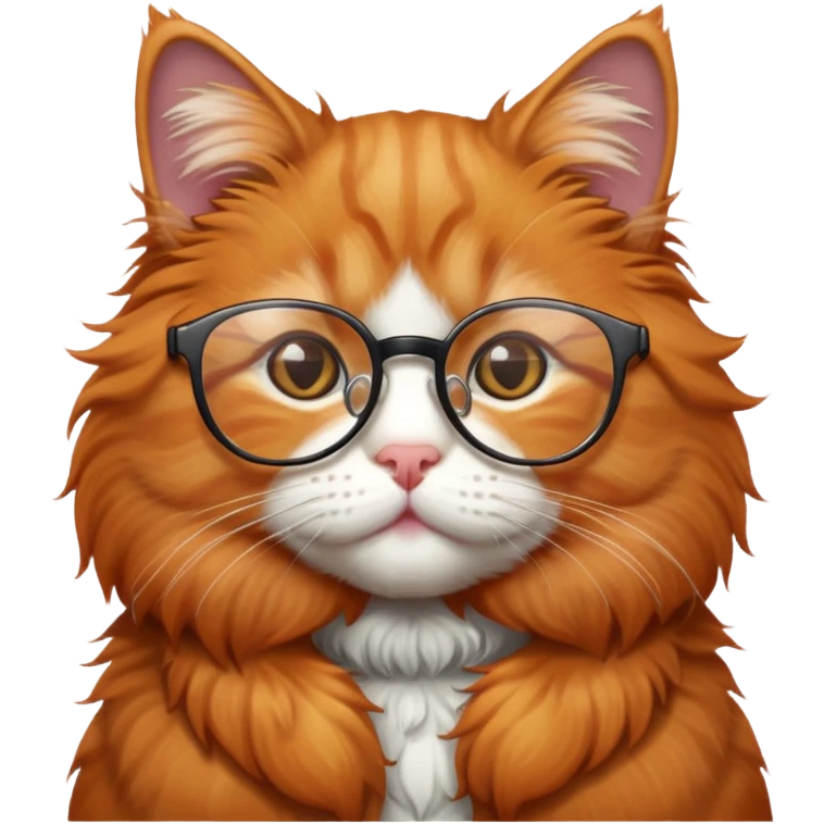 un chat roux avec des lunettes emoji