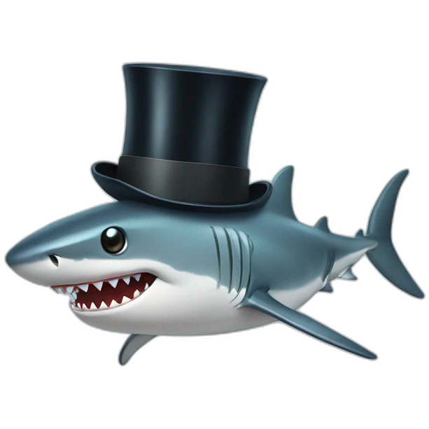 Shark with a top hat emoji