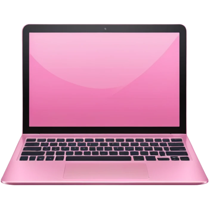  pink pink laptop with a sleek modern design, open screen, soft lighting and reflections, minimal aesthetic, isolated on transparent background, realistic style emoji