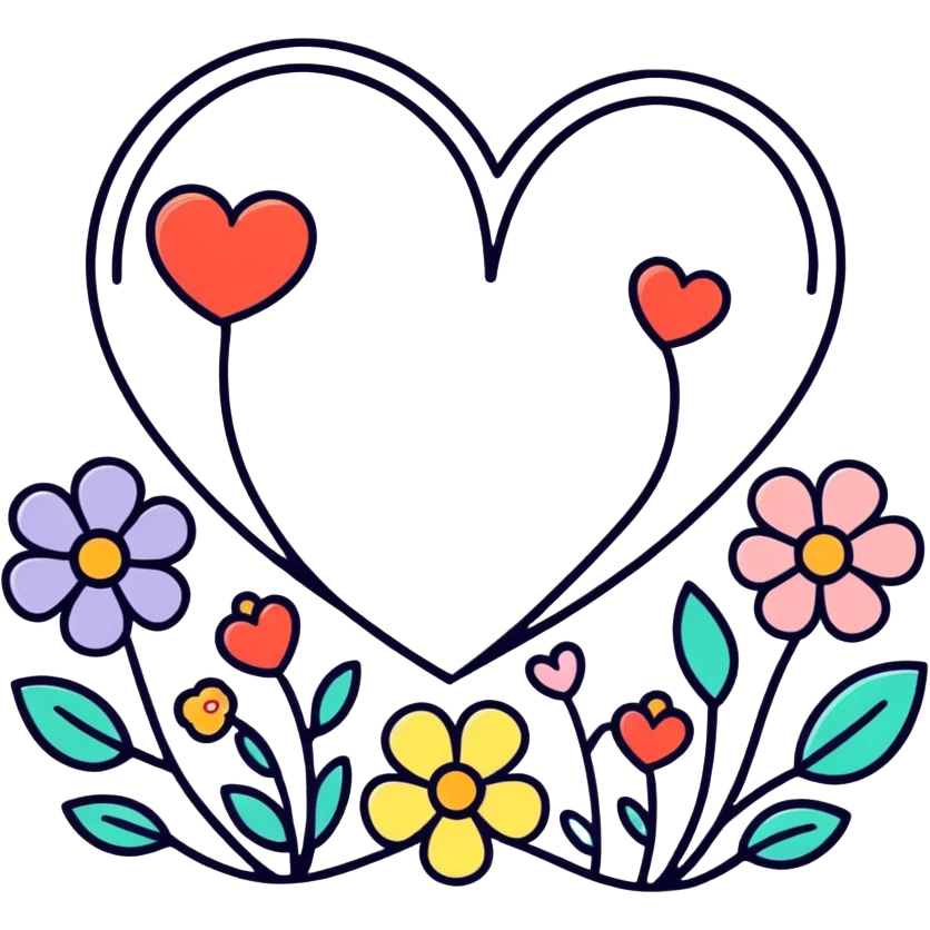Get well soon with hearts and flowers  emoji