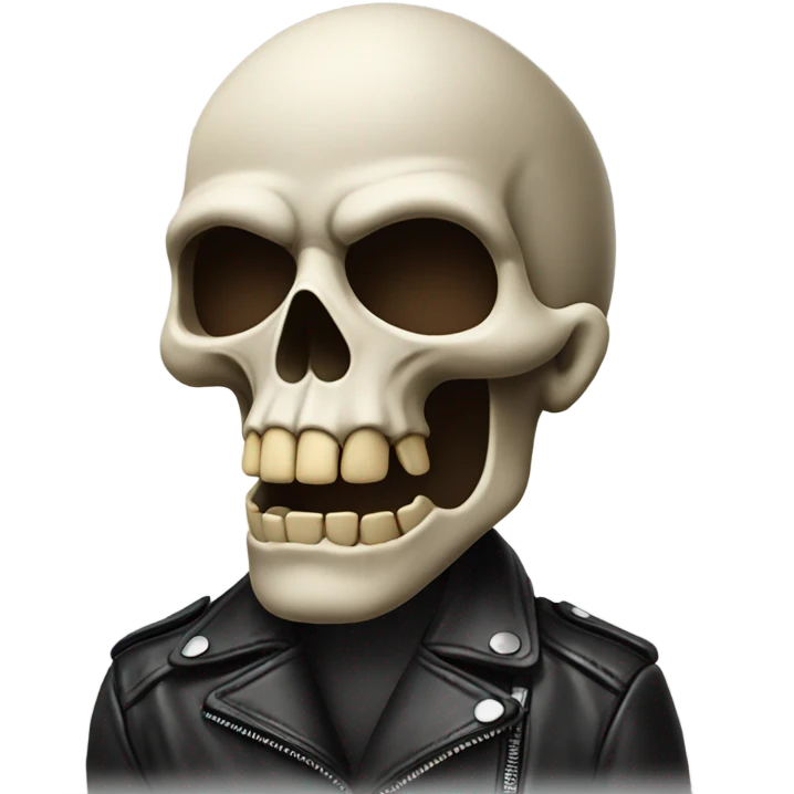 Skull giving a kiss in a leather jacket emoji