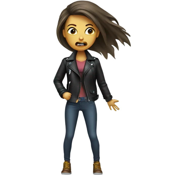 Girl with stench coming off a leather jacket  emoji