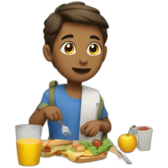 learning and eating lunch emoji