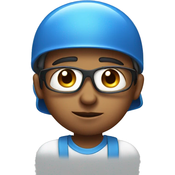 kid with blue helmet and unibrow with pencil in his nose and a shirt that says jeffy emoji