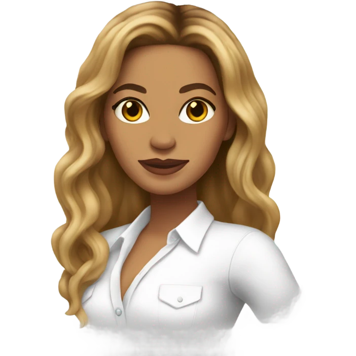 Beyoncé in a white shirt with her hair down emoji