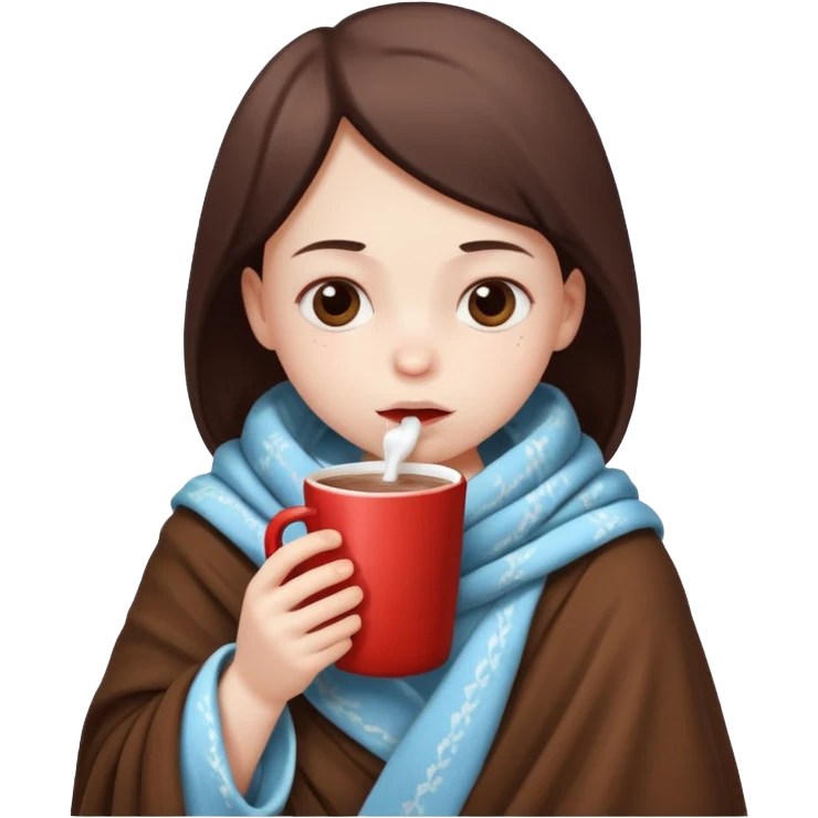 sick child drinking hot drink emoji
