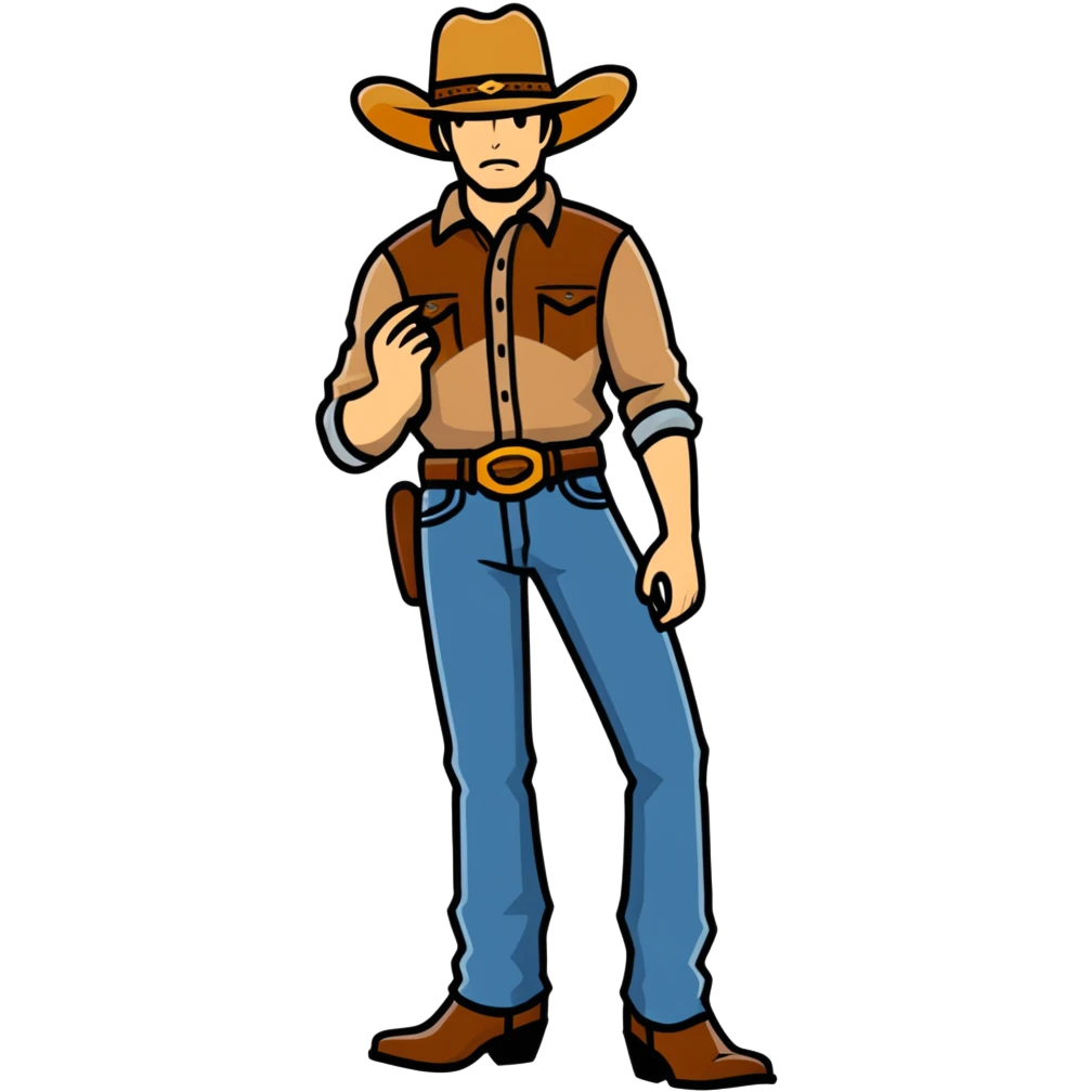 Beef stick wearing boot cut jeans and a cowboy hat emoji