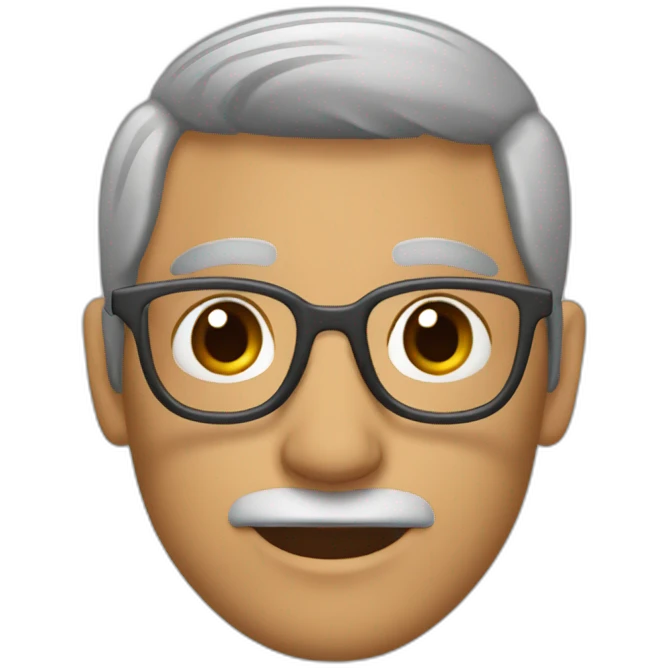 Papá,lentes gris, pelo corto, cejas cafe mono emoji