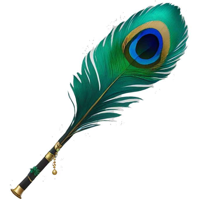 Peacock feather attached to flute emoji