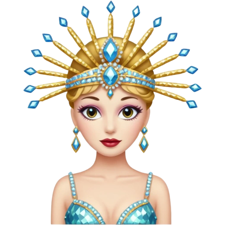 cabaret showgirl with elaborate headpiece and sparkling outfit emoji