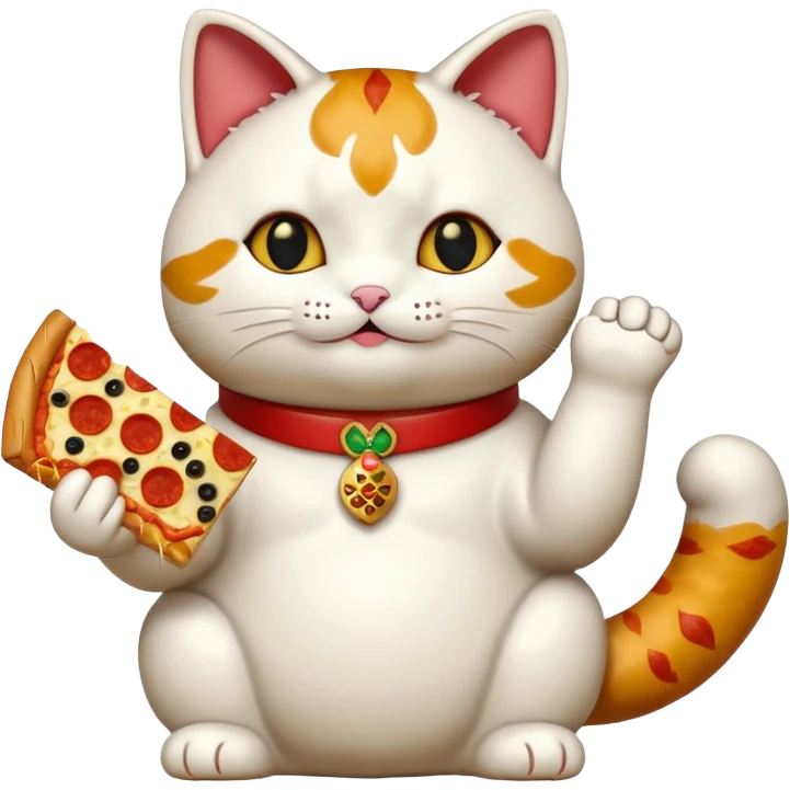 maneki neko with a pizza slice emoji