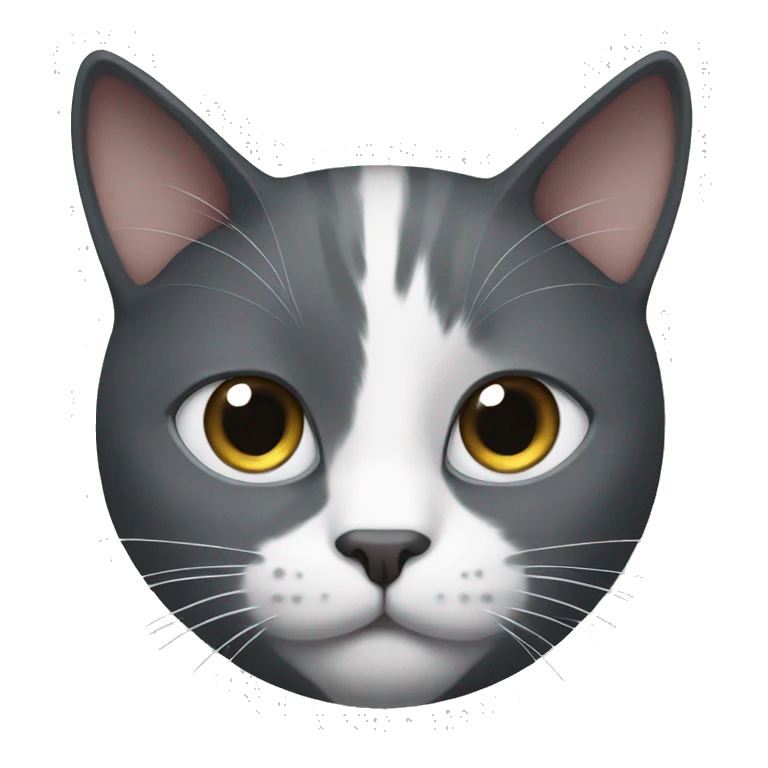 grey/white cat and black cat emoji