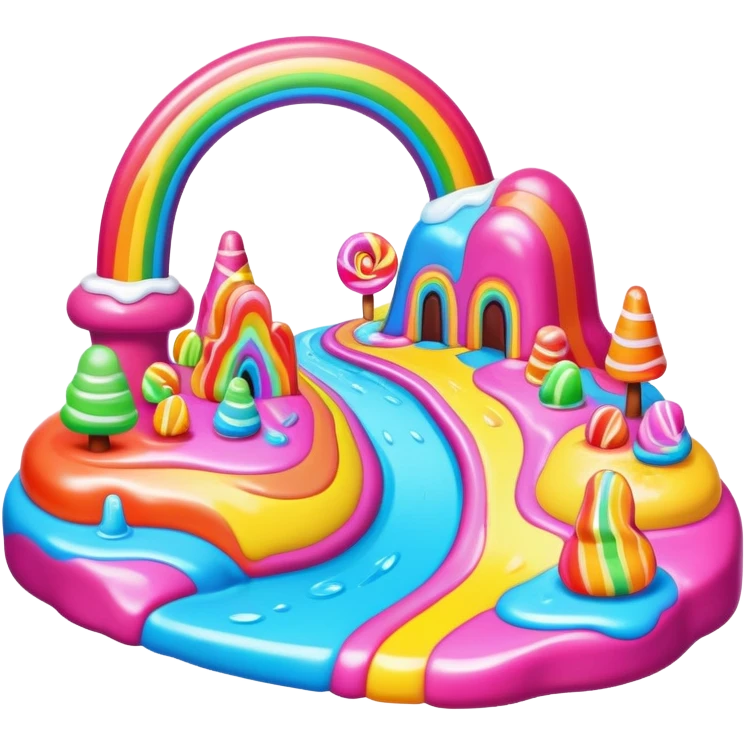 melting neon rainbow candy land landscape emoji