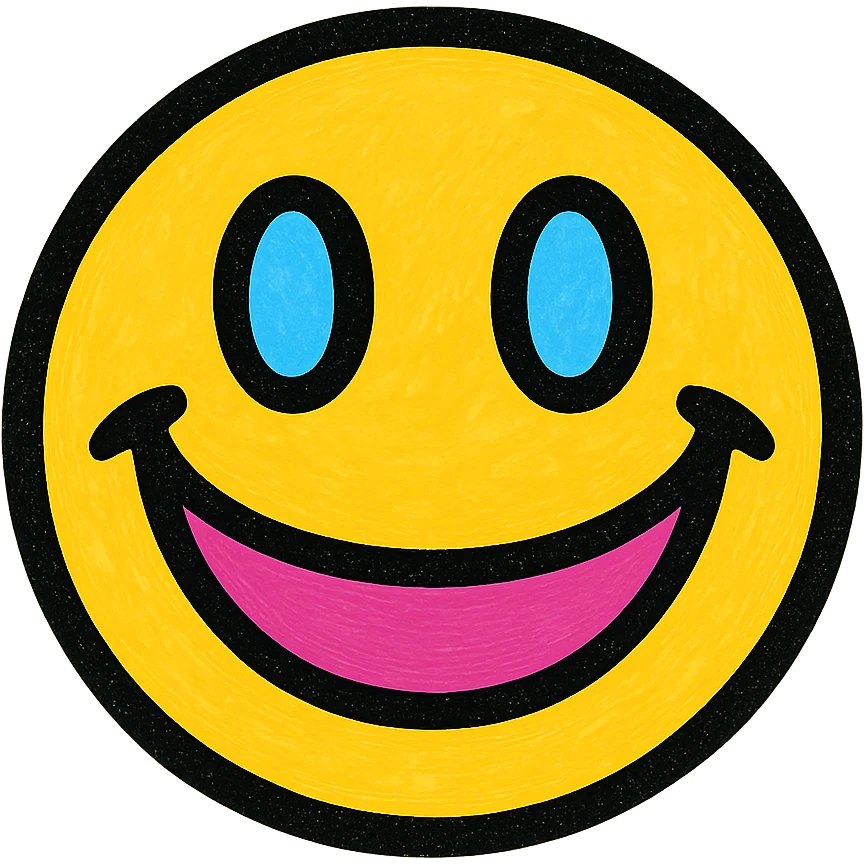 smile icon, flat color style, simple and friendly emoji