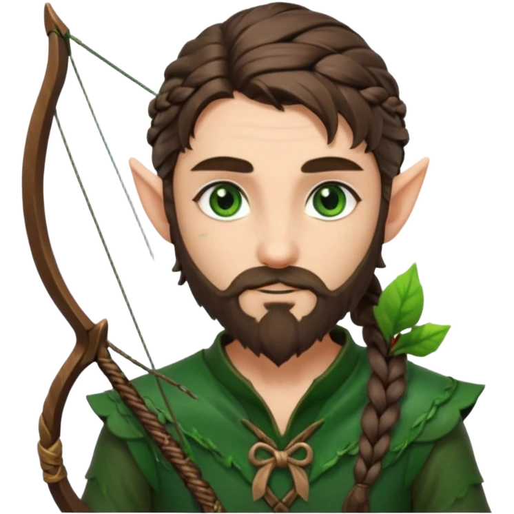 Forest elf with braided beard and bow emoji