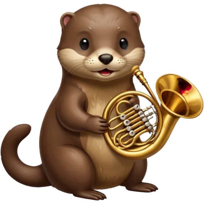 Otter playing a french horn emoji