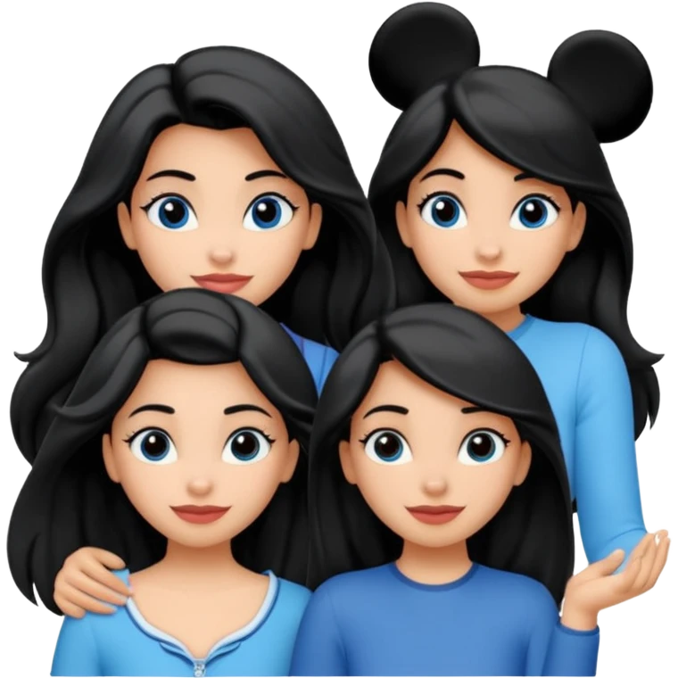 escribe el nombre Disneyland Paris y para titulo, pon a quatro chicas: una pelo corto negro, una pelo rizado largo, una pelo largo liso y la otra pelo ondulado mediano, esta con el ojos azules. Todas tienen piel carne. NOOOOOO, pon el titulo Disneyland Paris i por los lados o con las manos arriba  emoji