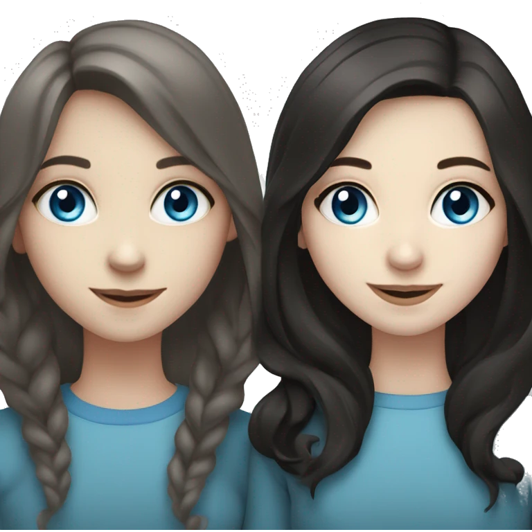 A girl with blue eyes, pale skin and dark hair is smiling A girl with blue eyes, pale skin and dark hair is smiling emoji