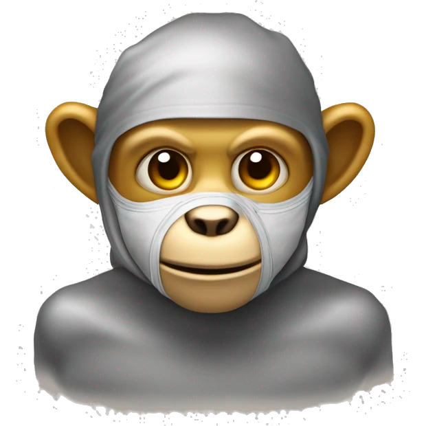 Créez une image d'un jeton métallique de couleur dorée. Au centre du jeton, il y a une illustration d'un singe qui porte un masque parce qu'il est malade emoji
