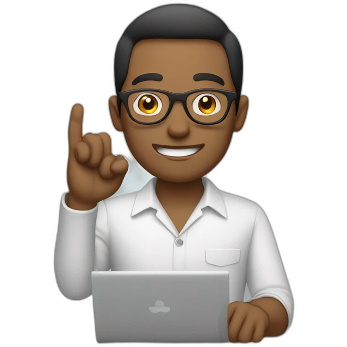 man wearing glasses and holding a computer in his right hand and signaling OK with his left hand emoji