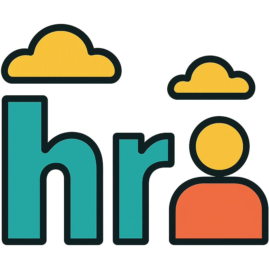 Add a friendly people icon to the HR logo, preserving a minimalist and contemporary style with a transparent background. emoji