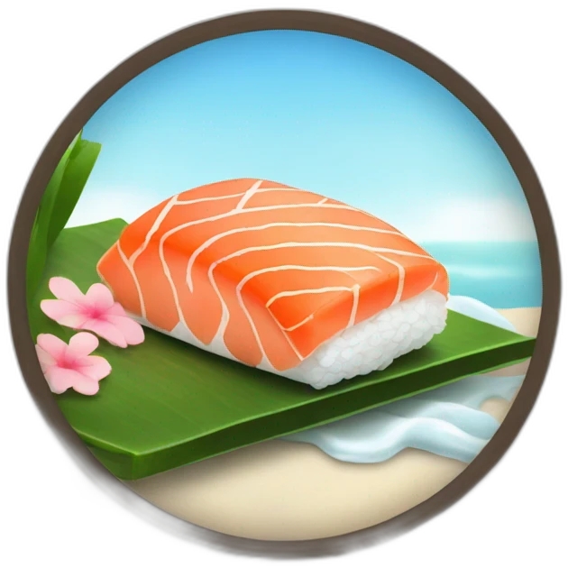 Sushi with salmon as a person getting a sun bath emoji