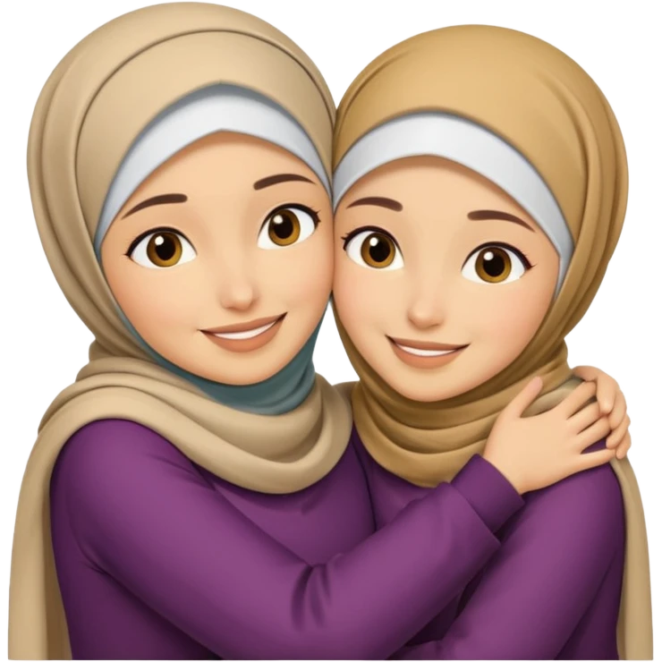 Two hijabi besties hugging emoji