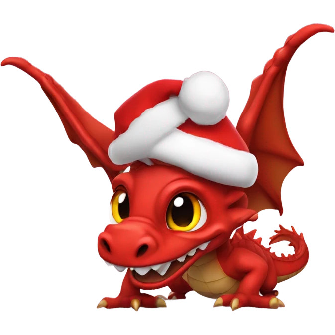 Red dragon of wales in a Santa hat emoji